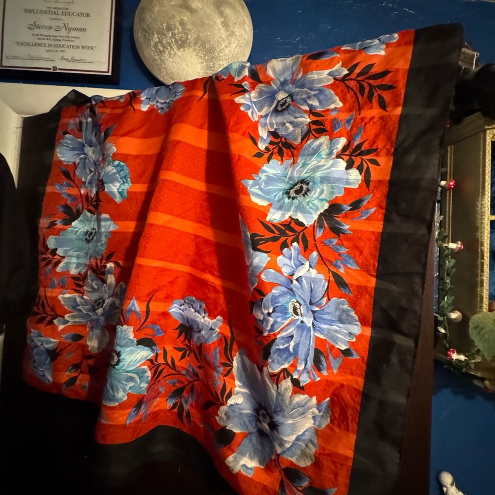 Vibrant Vintage Floral Italian Scarf